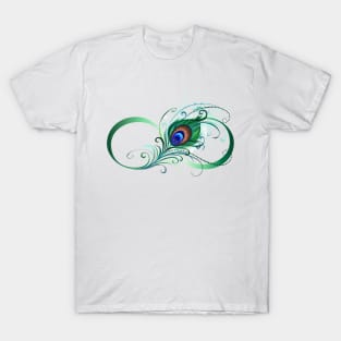 Infinity symbol with peacock feather T-Shirt